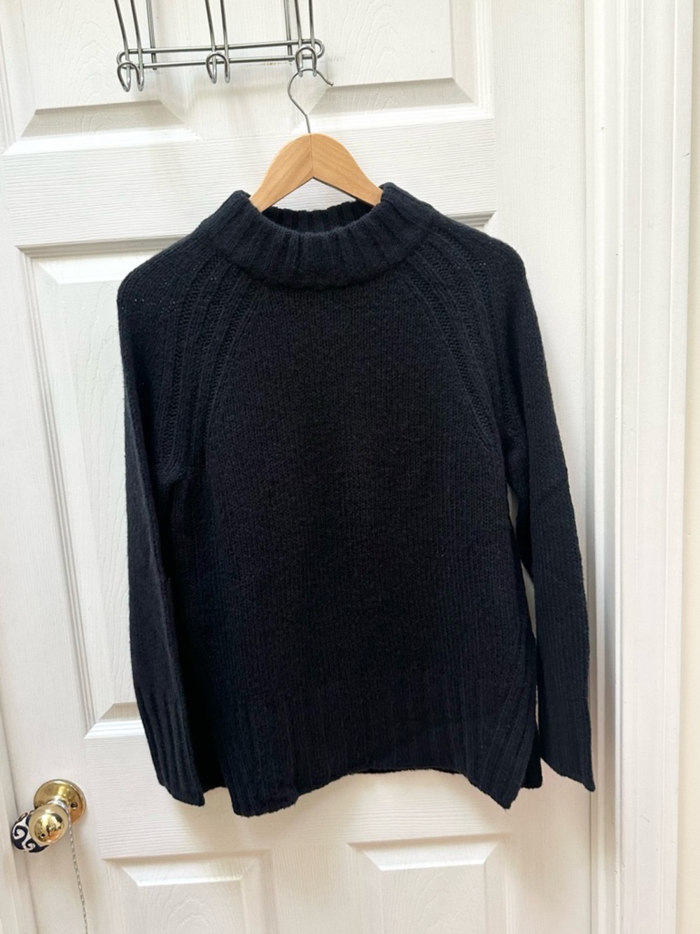 POL knits navy blue Mock Neck Women’s Sweater m medium cashmere merino wool